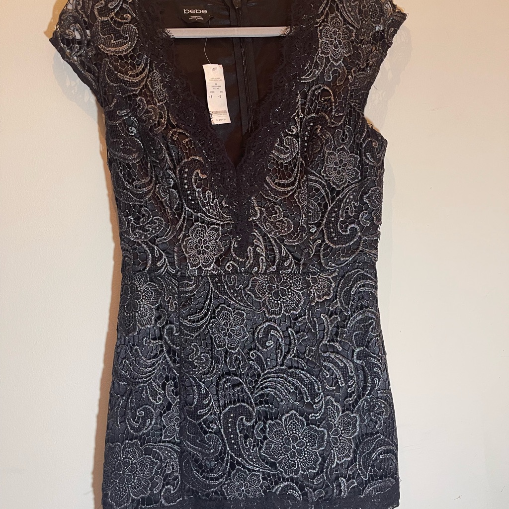 Nwt Lace Overlay Bebe Dress Size 8
